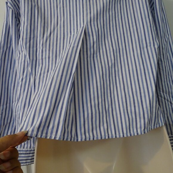 Everlane Woven Cotton PJ Top Women Size S Blue Stripe Button Up Long Sleeve - Picture 5 of 8
